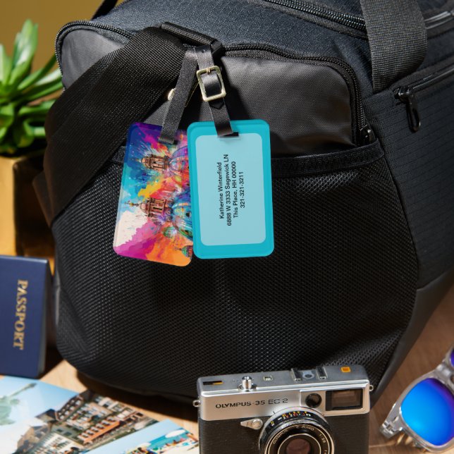 Etiqueta De Bagagem Catedral de Roma Abstrato (Frente e verso)