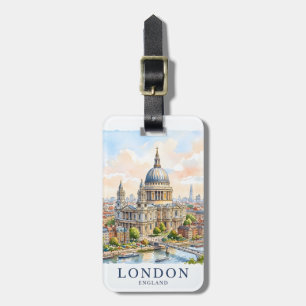 Etiqueta De Bagagem Catedral de São Paulo Personalizada Londres Aquare