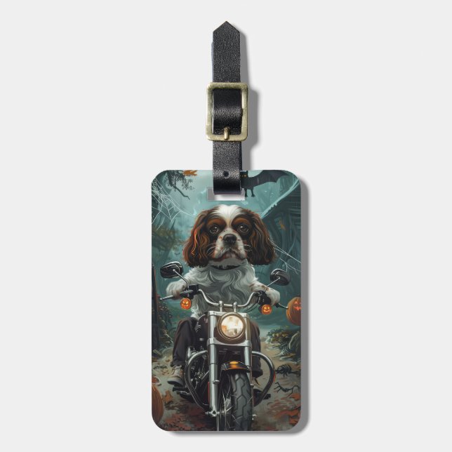 Etiqueta De Bagagem Cavalier King Charles Spaniel Halloween Scary (Frente Vertical)