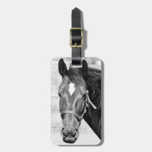 Etiqueta De Bagagem Cavalo Branco Negro