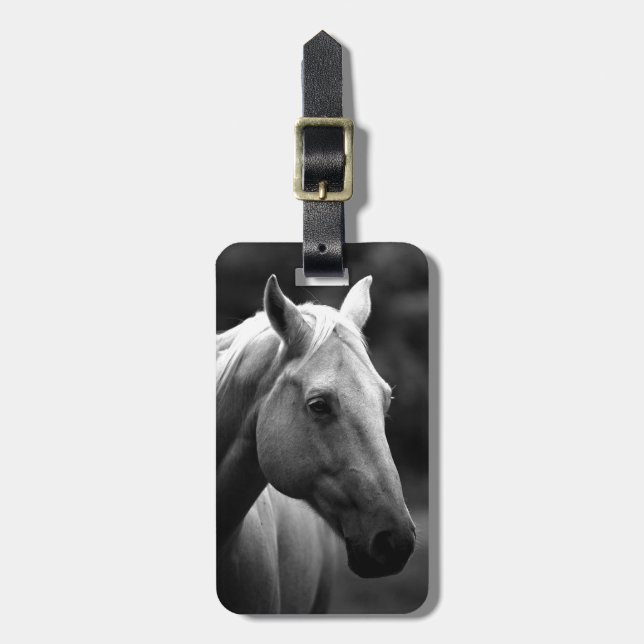 Etiqueta De Bagagem Cavalo Branco Negro (Frente Vertical)