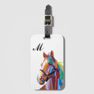 Etiqueta De Bagagem Cavalo Colorido De Pop, Monograma