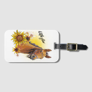 Etiqueta De Bagagem Cavalo de desenho manual com girassóis T-Shirt Gro