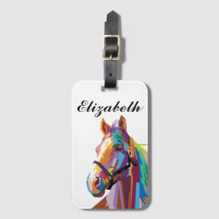 Etiqueta De Bagagem Cavalo de Pop de Arte Personalizado Colorido