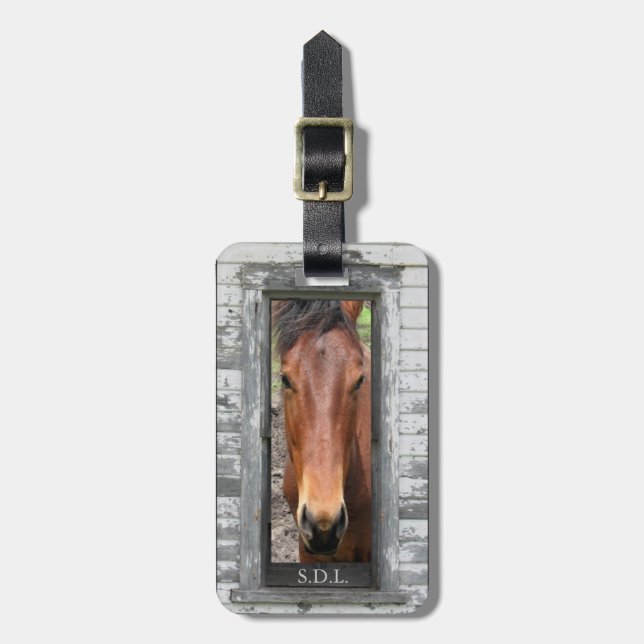 Etiqueta De Bagagem Cavalo Marrom Bonito, Personalizar nome (Frente Vertical)