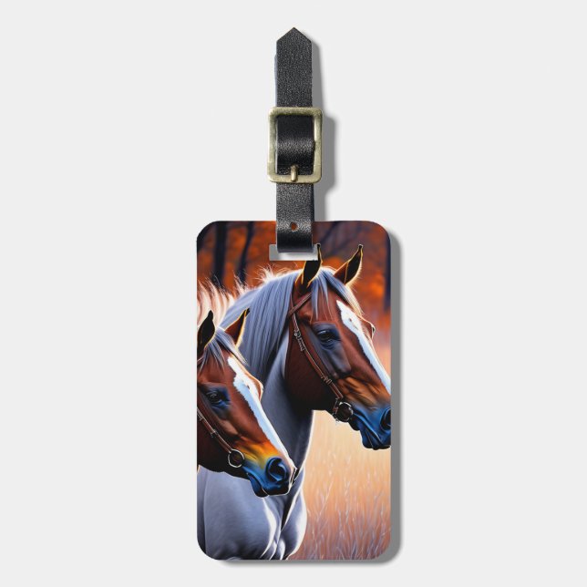 Etiqueta De Bagagem Cavalos Brumby Castanhos, Bagagem (Frente Vertical)