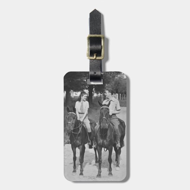 Etiqueta De Bagagem Cavalos de equitação do casal (Frente Vertical)
