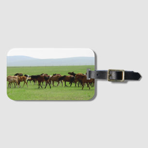 Etiqueta De Bagagem Cavalos na Pastura - Fotografia Paisagem