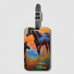 Etiqueta De Bagagem Cavalos Selvagens *personalize*