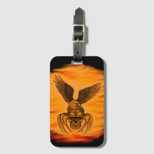 Etiqueta De Bagagem Caveira-aranha com águia