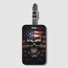 Etiqueta De Bagagem Caveira da Bandeira Americana