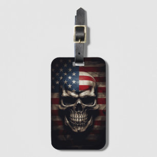 Etiqueta De Bagagem Caveira da Bandeira Americana