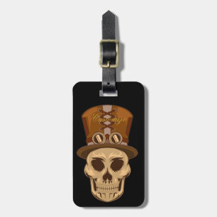Etiqueta De Bagagem Caveira Steampunk em Top Hat Thunder_Cove