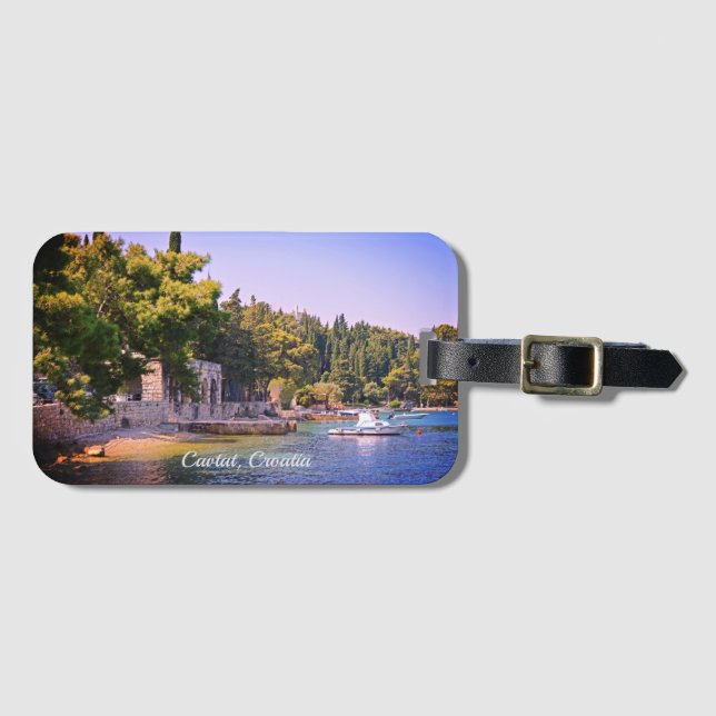 Etiqueta De Bagagem Cavtat, visão croata da praia (Frente Horizontal)