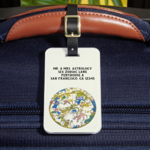 Etiqueta De Bagagem Celeste Antigo, Esfera Árabe, Constelações