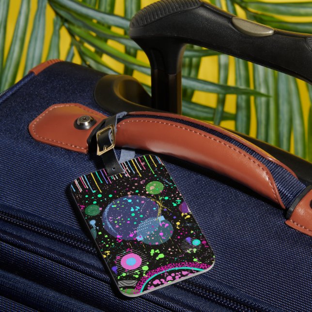 Etiqueta De Bagagem Celestial Celebrations: Maximalist Abstract Art  (Frente Insitu 1)