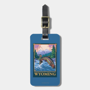 Etiqueta De Bagagem Cena da pesca com mosca - Wyoming