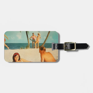 Etiqueta De Bagagem Cena de Praia Vintage