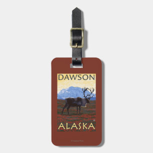 Etiqueta De Bagagem Cena do caribu - Dawson, Alaska
