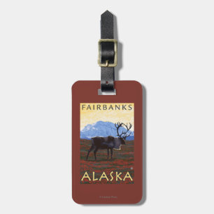 Etiqueta De Bagagem Cena do caribu - Fairbanks, Alaska