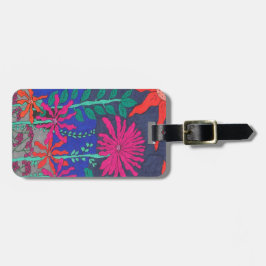 Etiqueta De Bagagem Cena Noturna do Jardim Flor 