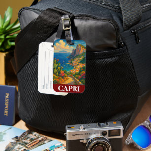 Etiqueta De Bagagem Cenário Retro Viagem Capri Itália