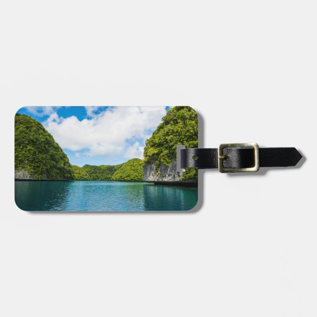 Etiqueta De Bagagem Cenário Tropical das Ilhas Rochosas (Frente Horizontal)