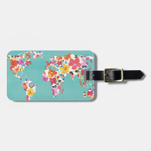 Etiqueta De Bagagem Cerceta floral brilhante do mundo (Frente Horizontal)