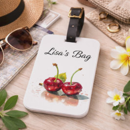 Etiqueta De Bagagem Cerejas Sweetheart em Aquarela, personalizado