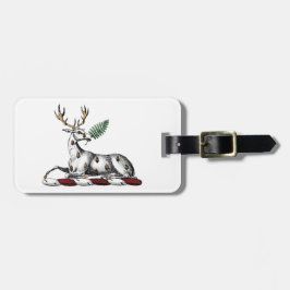 Etiqueta De Bagagem Cervo com Emblema de Crista Heráldica de Samambaia