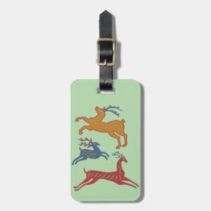 Etiqueta De Bagagem Cervo de Arte Popular Americana Vintage em Cor Per