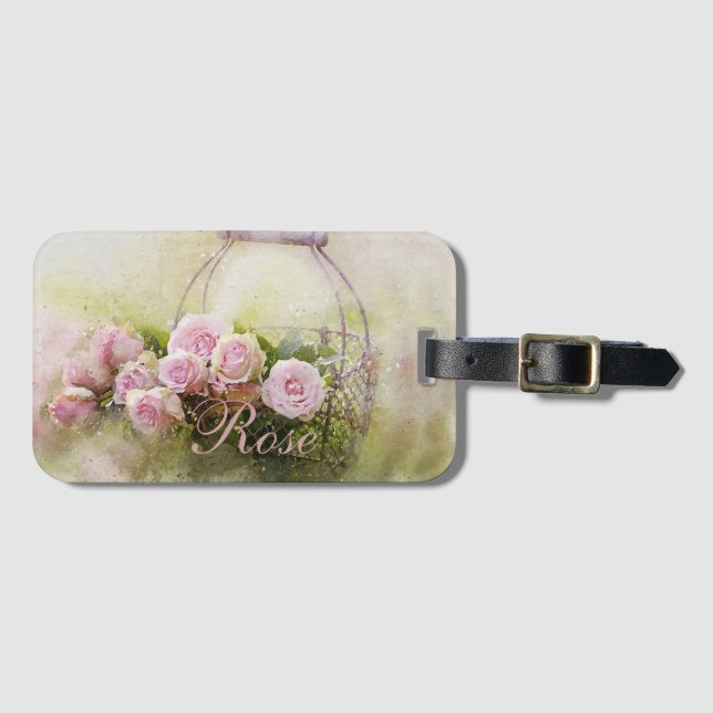 Etiqueta De Bagagem Cesto de Rosas (Frente Horizontal)