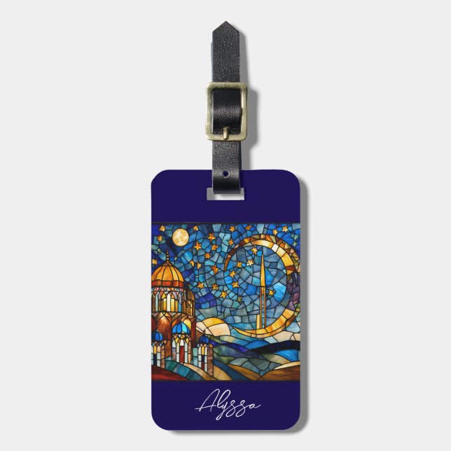 Etiqueta De Bagagem Céu Noturno de Marrocos Personalizado  (Frente Vertical)
