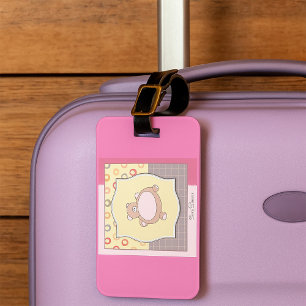 Etiqueta De Bagagem Chá de fraldas do Urso de Teddy com Círculos Retro