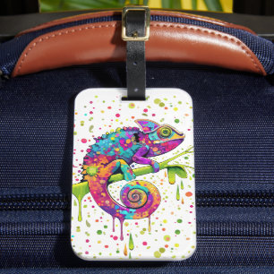 Etiqueta De Bagagem Chameleon Paint mantém estilo aquarela