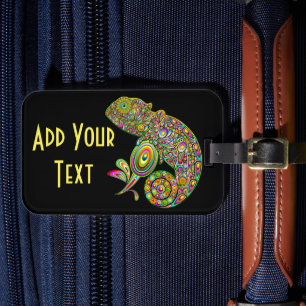 Etiqueta De Bagagem Chameleon Psychedelic Fantasy