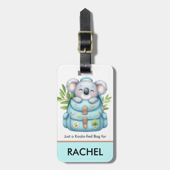 Etiqueta De Bagagem Charada Koala Traveler Personalizada Kids Bagagem (Frente Vertical)