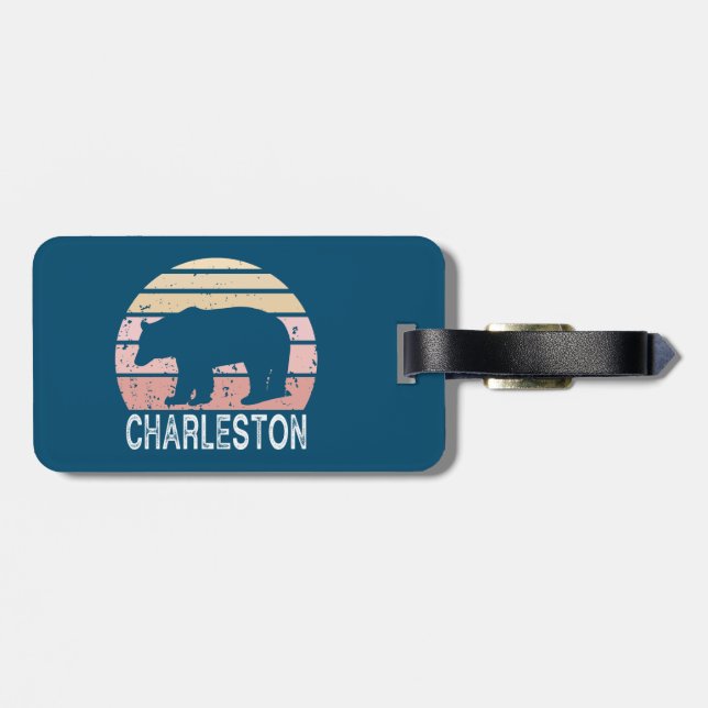Etiqueta De Bagagem Charleston West Virginia Retro Bear (Traseira Horizontal)