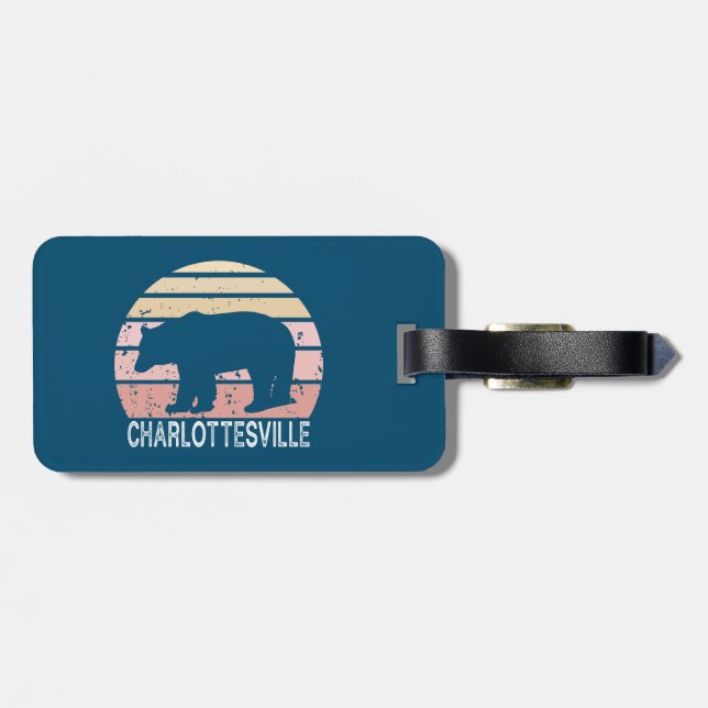 Etiqueta De Bagagem Charlottesville Virginia Retro Bear (Traseira Horizontal)