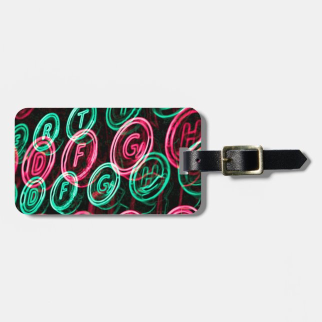 Etiqueta De Bagagem Chaves de máquinas de escrever neon fecham (Frente Horizontal)