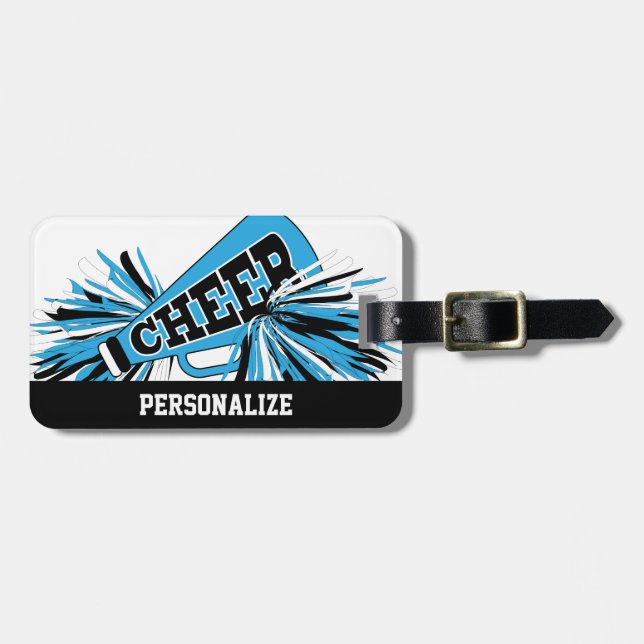 Etiqueta De Bagagem Cheerleader branco, branco e preto Megafone (Frente Horizontal)