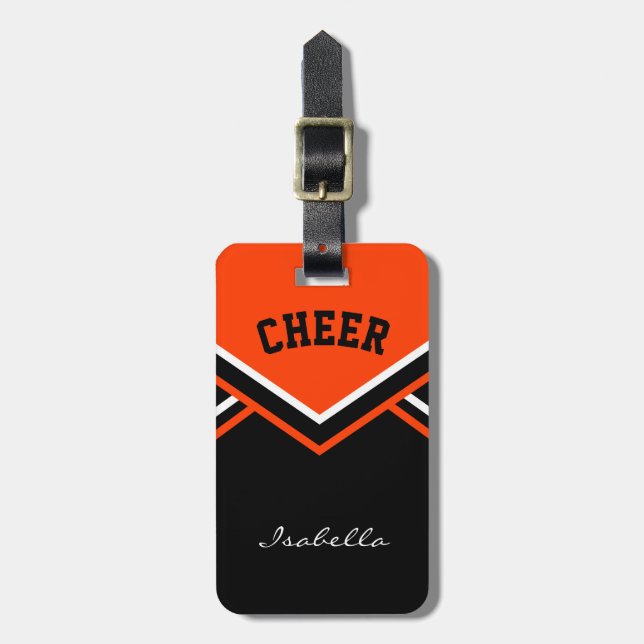 Etiqueta De Bagagem Cheerleader em Laranja (Frente Vertical)