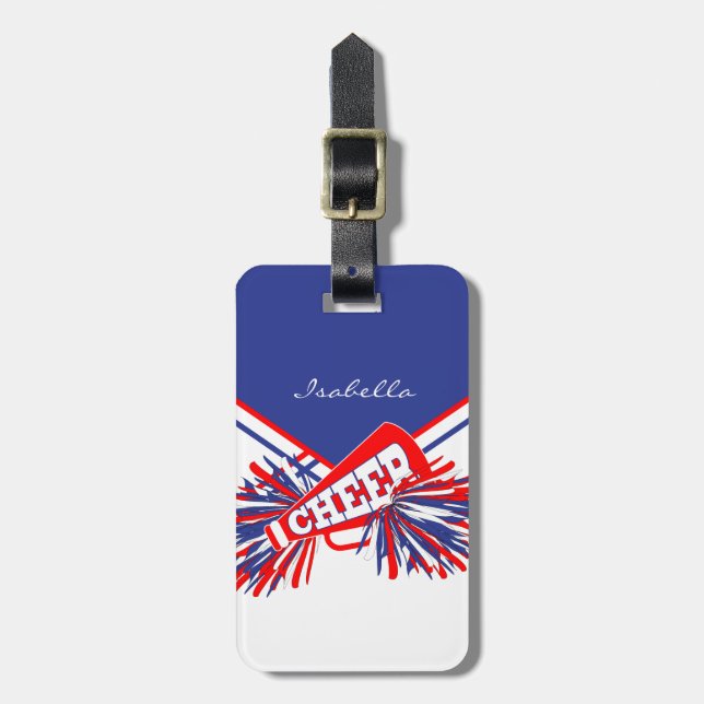 Etiqueta De Bagagem Cheerleader em Vermelho, Branco e Azul (Frente Vertical)