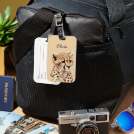 Etiqueta De Bagagem Cheetah Face Personalizada