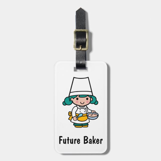 Etiqueta De Bagagem Chef/ Baker Girl no cozinhar de Apron (Frente Vertical)