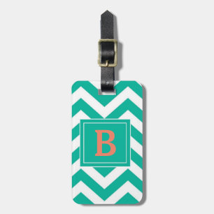 Etiqueta de Bagagem Chevron Azul Monograma