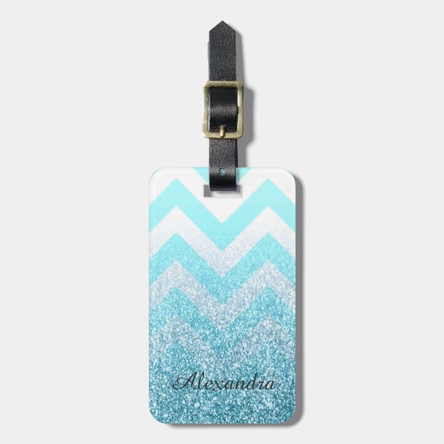Etiqueta De Bagagem Chevron e Glitter (Frente Vertical)