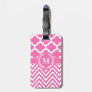 Etiqueta De Bagagem Chevron e Quatrefoil
