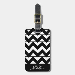 Etiqueta De Bagagem Chevron Stripe Monograma Nome