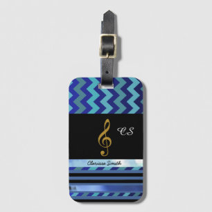 Etiqueta De Bagagem chevrons, listras, música, nomeada